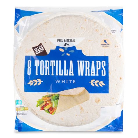 Packet of 8 white tortilla wraps