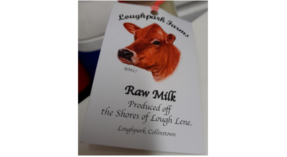 Label from raw milk bottle