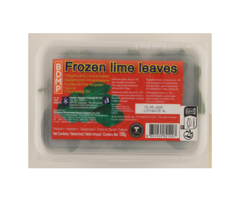 Frozen lime leaves front picture