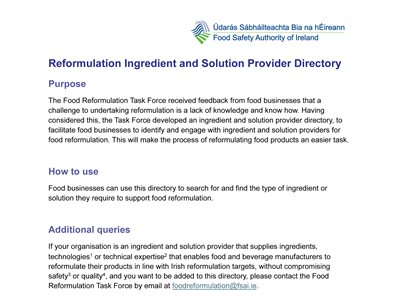 Part of the front page of the directory