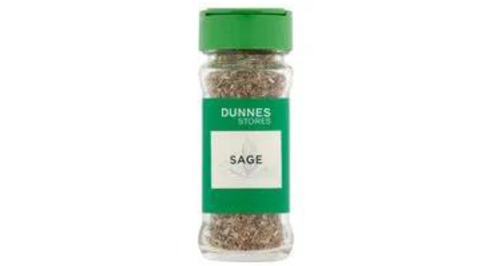   A glass jar of dried sage herb