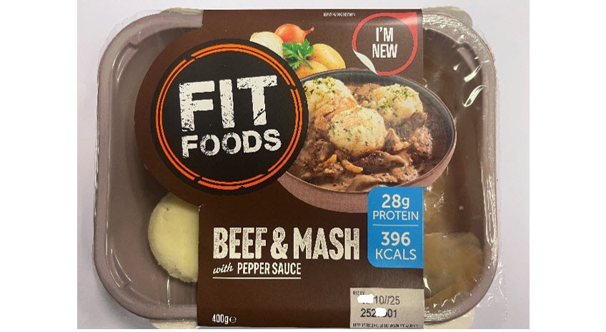 A pack of prepared Beef & Mash meal