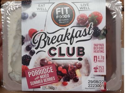 A pack of Fit Food Breakfast Club Porridge