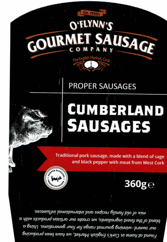 Cumberland sausages label 1