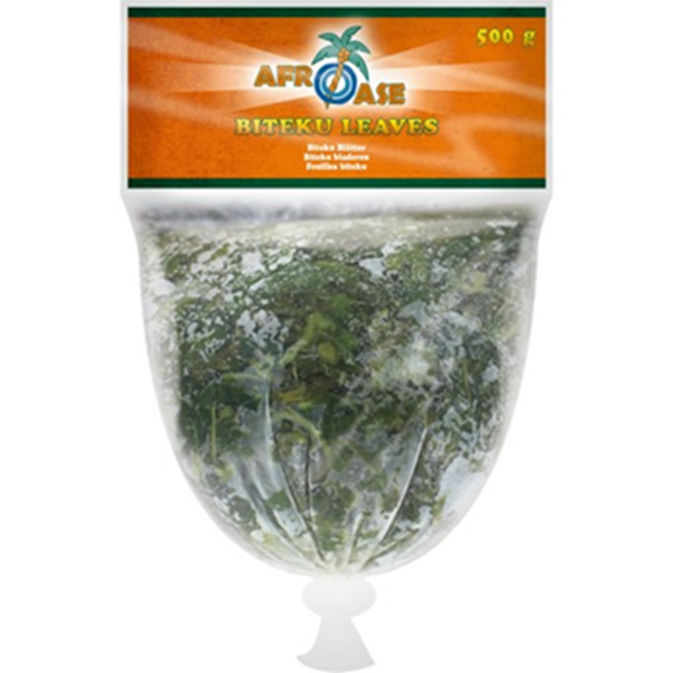 A plastic bag of Afroase Biteku Leaves