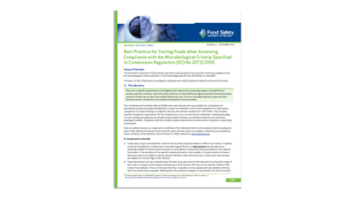 A report about Best Practice for Testing Foods when Assessing Compliance with the Microbiological Criteria