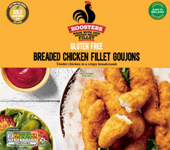 Roosters Gluten Free Breaded Chicken Fillet Goujons pack