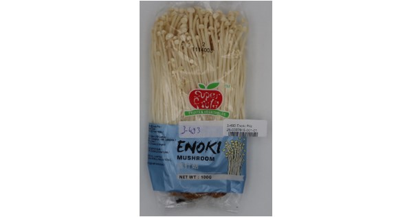 A bag of Enoki mushrooms