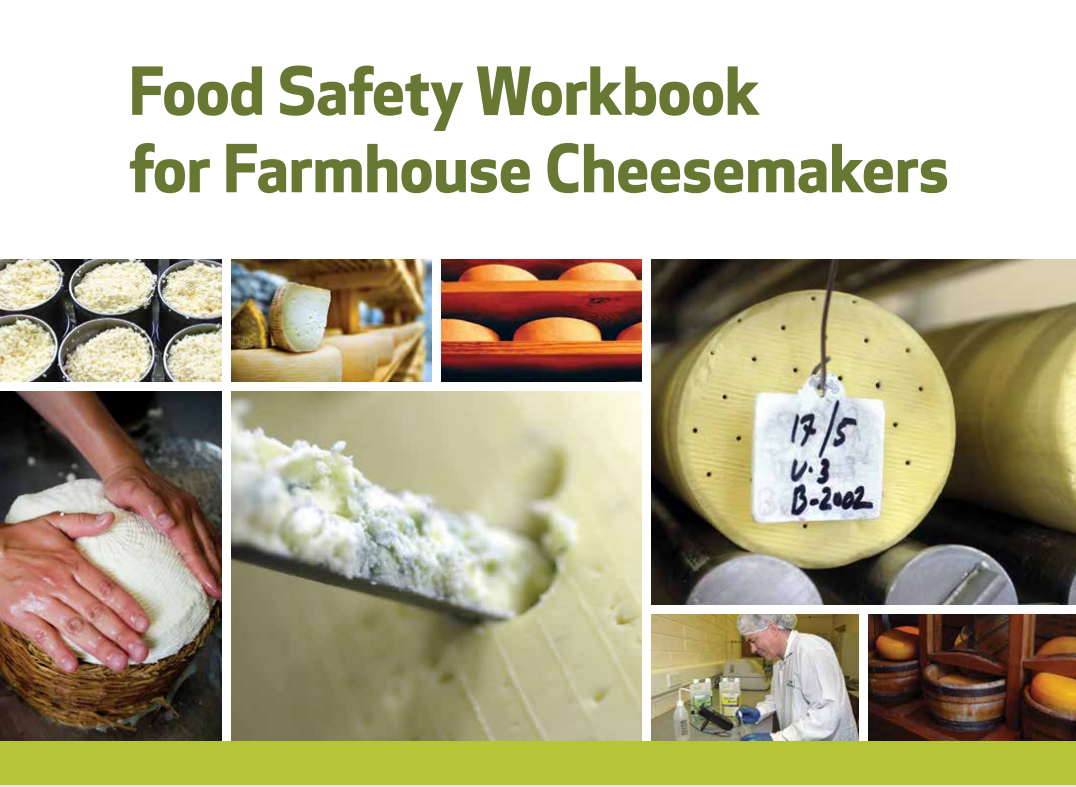 The front cover of the Food Safety Workbook for Farmhouse Cheesemakers
