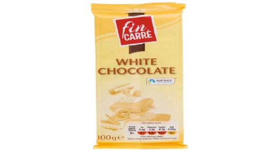 A packet of Fin Carré White Chocolate