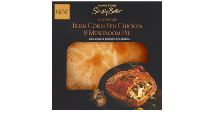 Dunnes Stores Simply Better Handmade Irish Corn Fed Chicken & Mushroom Pie