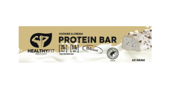 Image of label from Healthy Fit Cookies and Cream Protein Bar