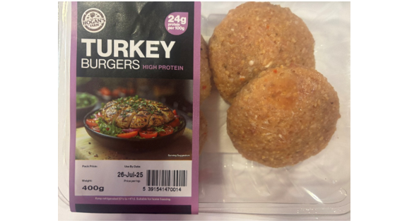 A pack of Hogan's Farm Turkey Burgers
