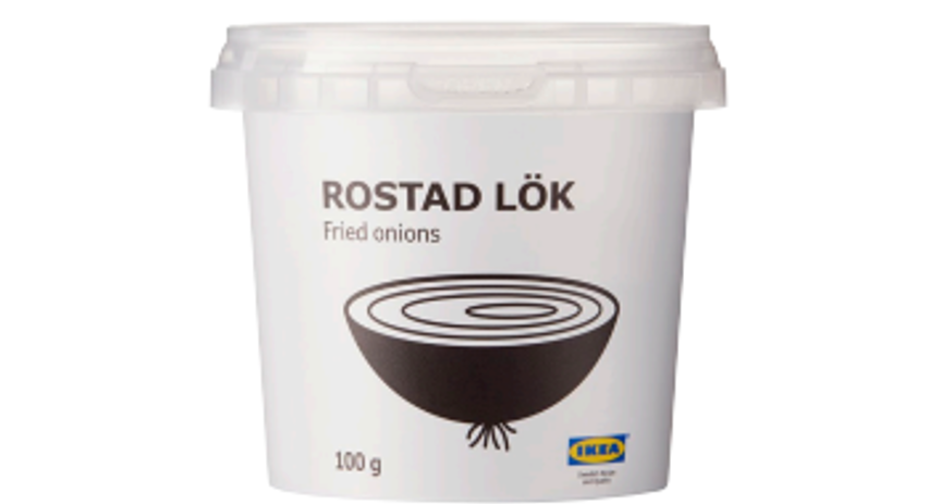 Tub of Ikea Rostad Lok fried onions