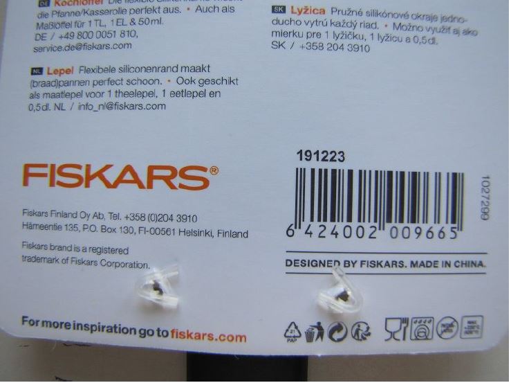 Fiskars Functional Form Spoon back label