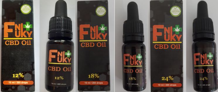 Various bottles of Funky CBD Oils