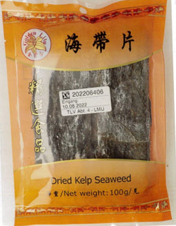 A bag of dried kelp
