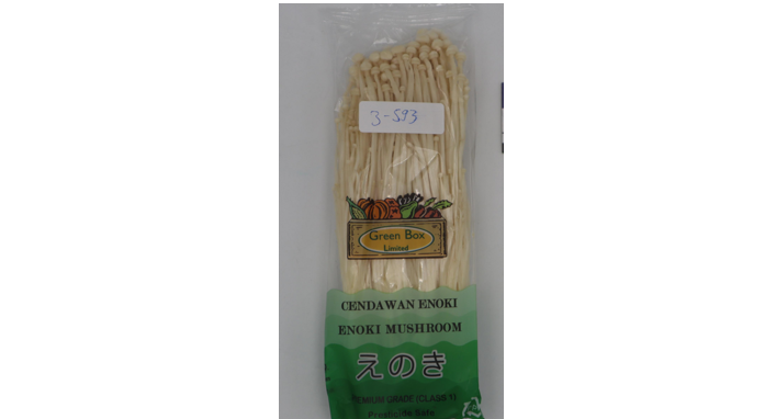 A bag of Green Box Limited Enoki Mushroom